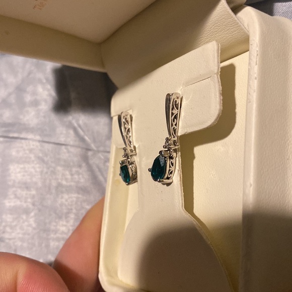 Sterling Silver and Lab Created Emerald Necklace and Earring Set - Picture 5 of 5